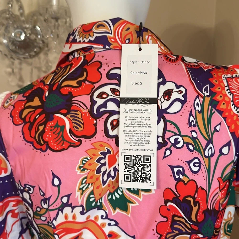 Dalia MacPhee Floral Shirtdress Shirt Style A-Line Dress Size S - Picture 7 of 14
